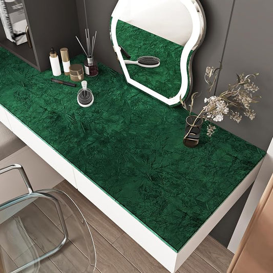 Wallercity Green Floral Leaves Felt Fabric Wallpaper Peel and Stick Soft Velvet - Image 2