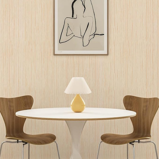 Beige Grasscloth Peel and Stick Wallpaper A Set of 23.6''x120'' Textured - Image 2
