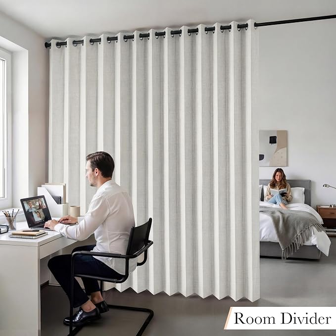 RYB HOME Accordion Style Room Divider Curtain-100% Blackout Folding Accordion - Image 9