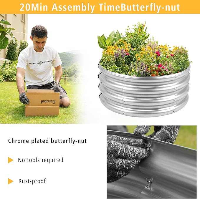 Outdoor Metal Galvanized Raised Planter Box,Rectangular Large Garden Bed Kit for Vegetables, Fruits, Flowers and Herbs 4X2X1 FT (2X2X1)