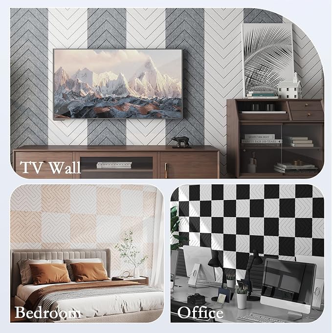 12Pack Acoustic Wall Panels, Self-Adhesive Sound Proof Foam Panels - Image 8