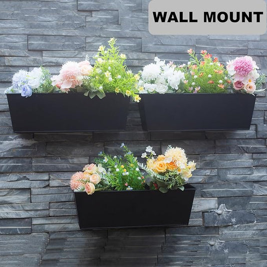 Wall Hanging Planters for Outdoor Plants 16 Inch Large Metal Fence Pots - Image 2