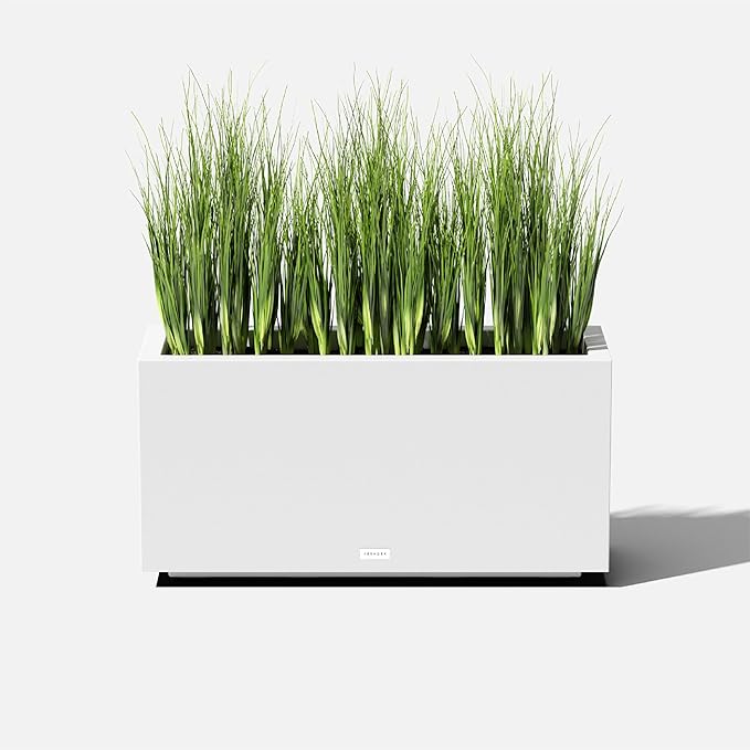 Veradek Block Series Long Box Planter - Large Rectangular Planter for Indoor or Outdoor Patio/Porch | Durable All-Weather Use with Drainage Holes | Modern Décor for Tall Plants, Flowers or Shrubs