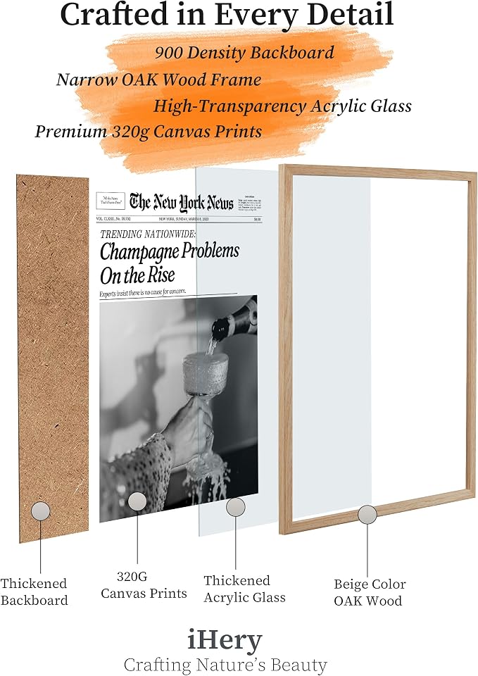iHery Small 8X10in Champagne Problems On the Rise Newspaper Small Framed Wall - Image 5