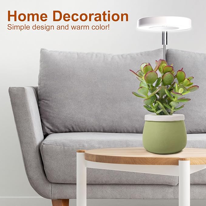 Grow Lights for Indoor Plants Small Potted - Full Spectrum, Auto 3/9/12H Timer, 10-Level Dimming & Adjustable Height - Compact Grow Light for Succulents, Herbs, Foliage in Home/Office (White,3PACKS)