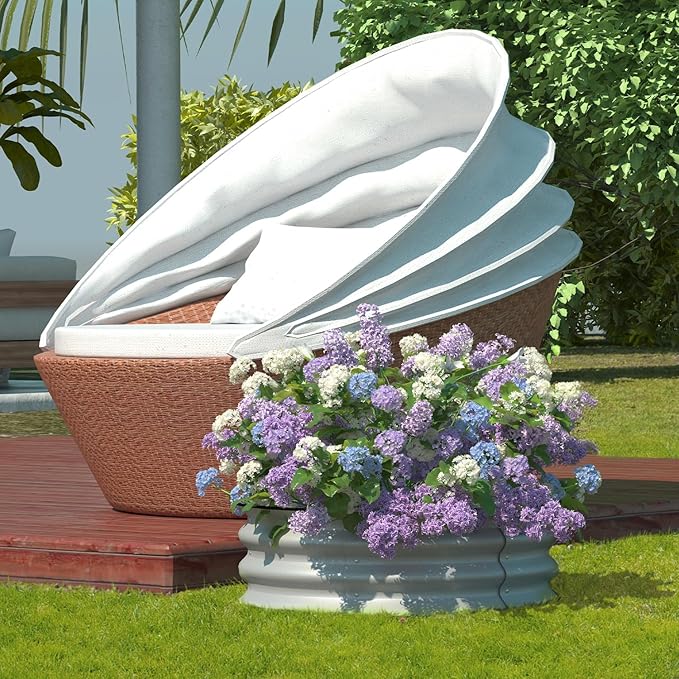 BPS Metal Raised Garden Bed, 2.5FT Diameter Galvanized Planter Raised Garden Boxes for Flower Planters, Vegetables Herb