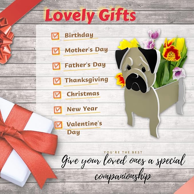 Pug Dog Planter Plant Pots,Cute Garden Dog Flower Planter,Dog Planters Birthday Gifts for Women,Office,Indoor/Outdoor Decor(9.45 * 7.17 * 10.87in)