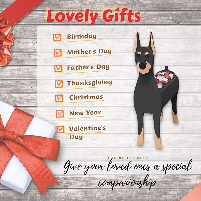Doberman Dog Planter Plant Pots,Cute Garden Dog Flower Planter,Dog Planters Birthday Gifts for Women,Office,Indoor/Outdoor Decor(9.45 * 5.28 * 13.58in)