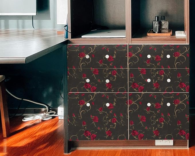 FLFK Vintage Wallpaper Peel and Stick Red Rose Wallpaper 16in x 384in Floral - Image 5