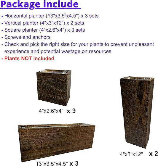 LaLaGreen Wood Planter Box for Plants Wooden Wall Hanging Planters for Indoor - Image 2