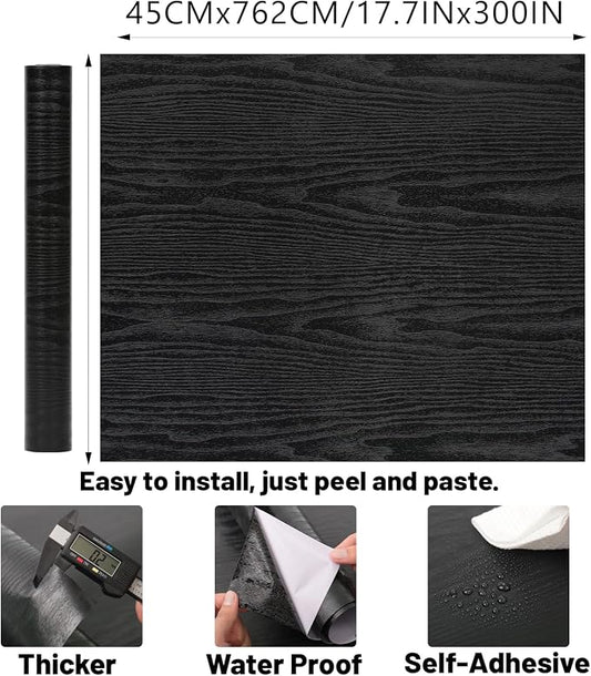 Peel and Stick Wallpaper Black Wood Wall Paper - Image 2