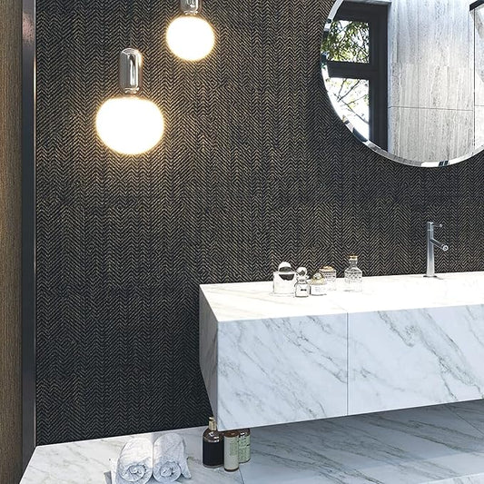 FunStick Black and Gold Geometric Wallpaper Peel and Stick Modern Faux - Image 2