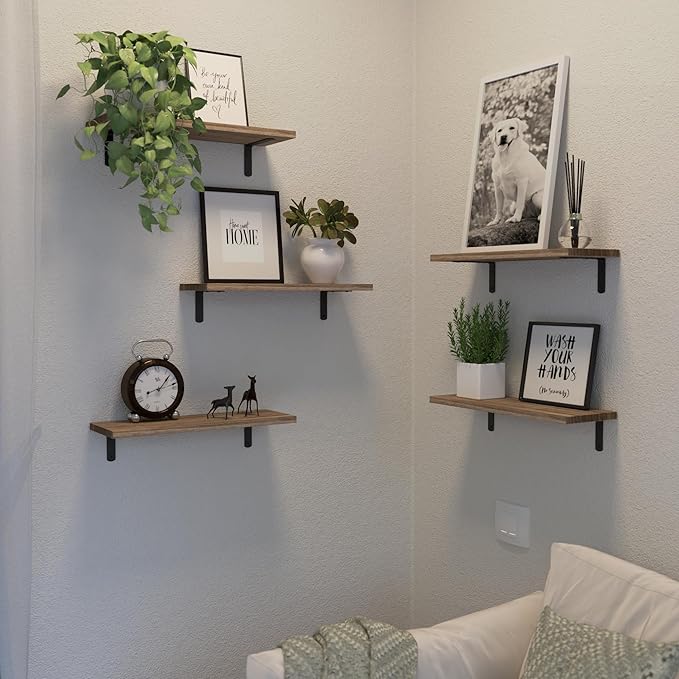 DOLLFIO Floating Shelves, 5 Sets Wall Shelves, Wood Floating Shelves - Image 8