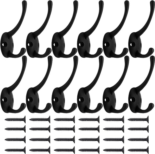 IBosins 12 Pack Black Coat Hooks Wall Mounted - Image 2
