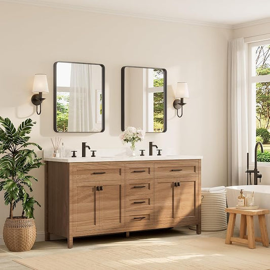 TETOTE Black Framed Bathroom Mirror, 24 x 30 Inch Matte Metal Frame Vanity - Image 2