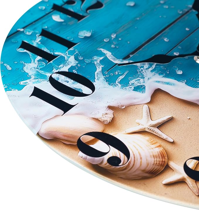 Small Bathroom Wall Clock, Ocean Beach Glass Waterproof Wall Clocks - Image 8