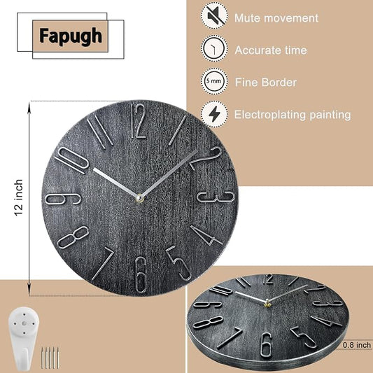 Wall Clock, Silent Clock, Wall Clocks Battery Operated, 12 inch Modern Wall - Image 2