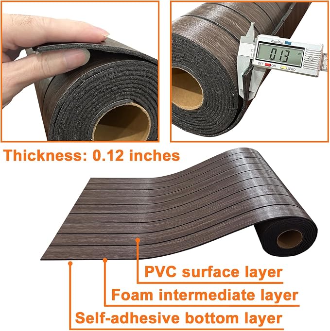YLL YLL PVC Slat Wall Panel Peel and Stick 118"x 15.7" Faux Smoked Wood Grain - Image 7