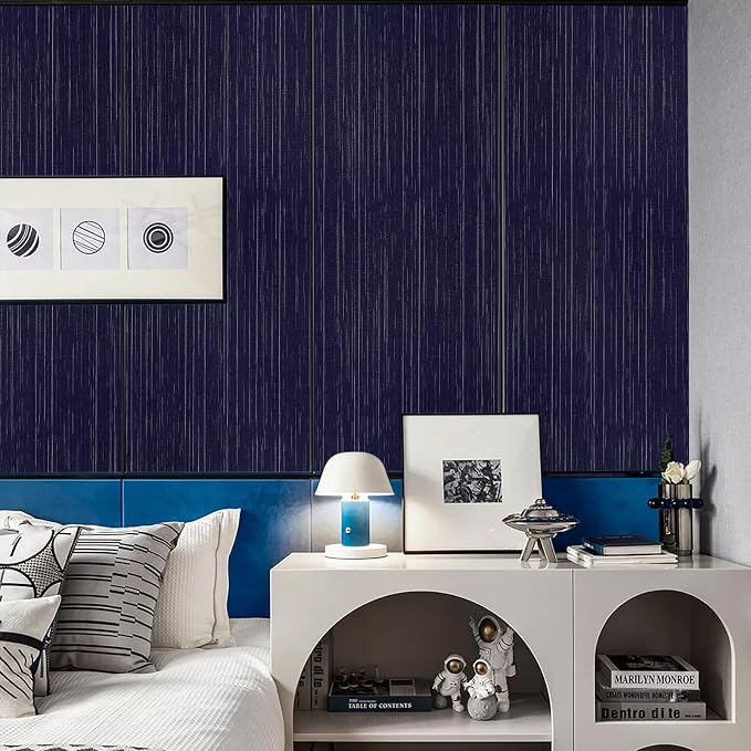 Navy Blue Grasscloth Peel and Stick Wallpaper Textured Contact Paper 15.7" X - Image 7