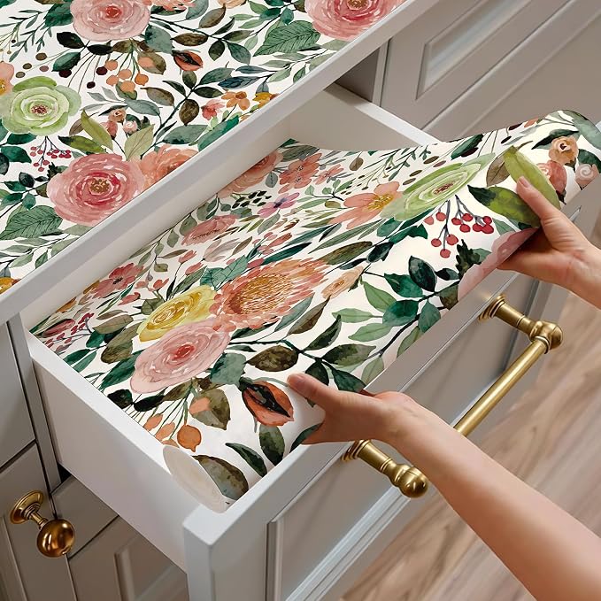 Floral Pattern Self-Adhesive Contact Paper, Oil and Water Resistant Drawer - Image 9