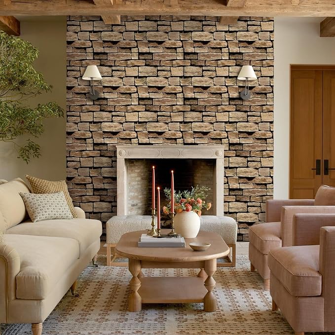 3D Peel and Stick Faux Stone Wall Panels 11.8" x 11.8" 10-Pack, Stone-Look Wall - Image 9