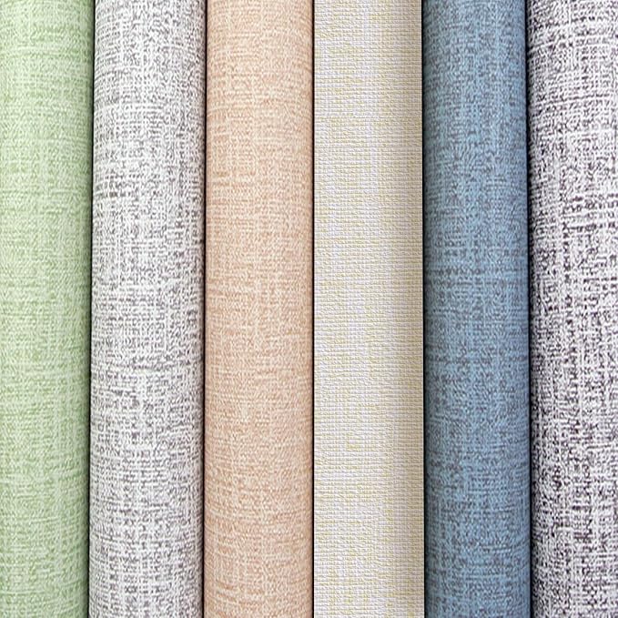 Yancorp 32.8ft Cream Textured Fabric Wallpaper Faux Grasscloth Beige Peel and - Image 8