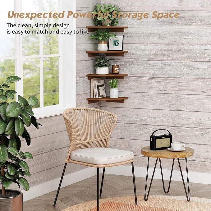 Forbena Corner Bookshelf Wall Mounted Set of 4, Wooden Floating Book Shelves - Image 7