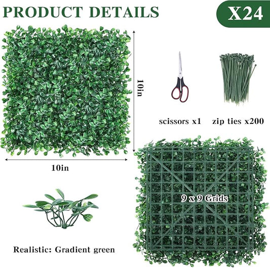 CEWOR 10"x10" Artificial Grass Wall Panels, UV Resistant & Anti-Fade Greenery - Image 2