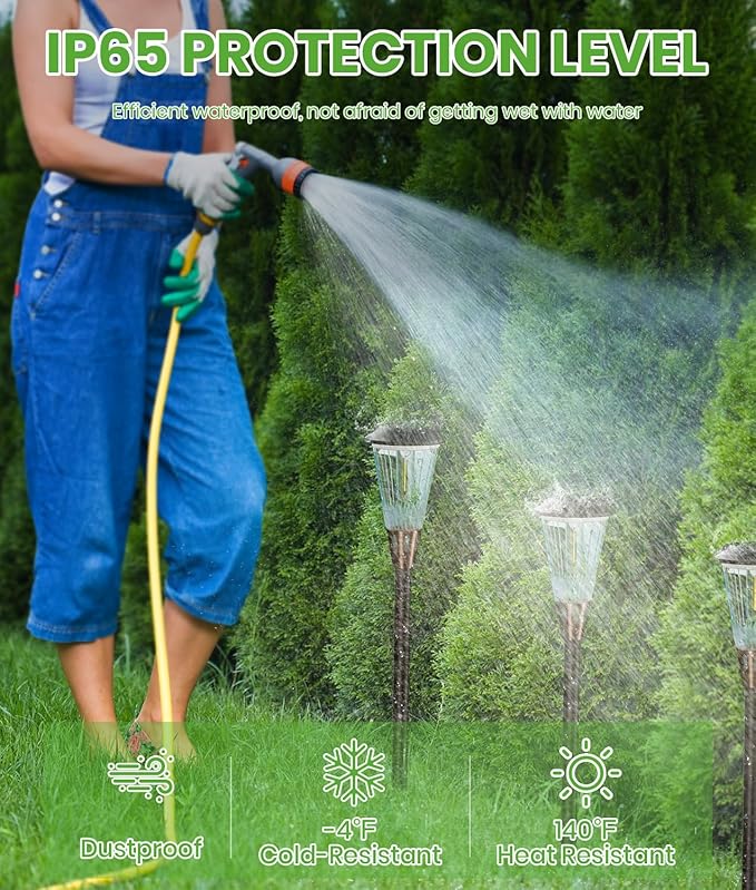 2-in-1 Warm&Cool Solar Pathway Lights Outdoor, 2 Pack Solar Garden Lights Waterproof IP65, Auto On/Off Outdoor Light for Yard Garden Walkway Landscape Lighting