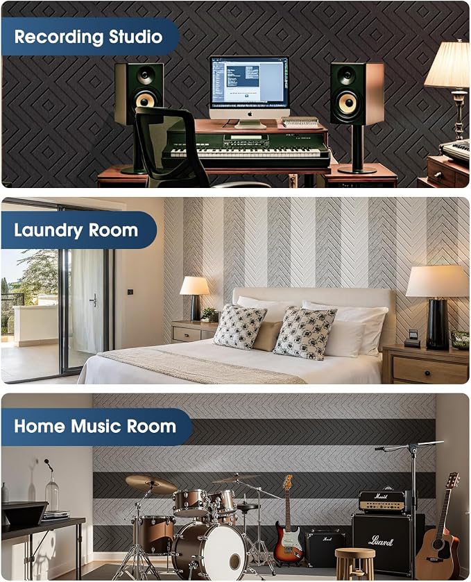 Sound Proof Foam Panels for Walls, 12 Pack Self-Adhesive Acoustic Panels - Image 7
