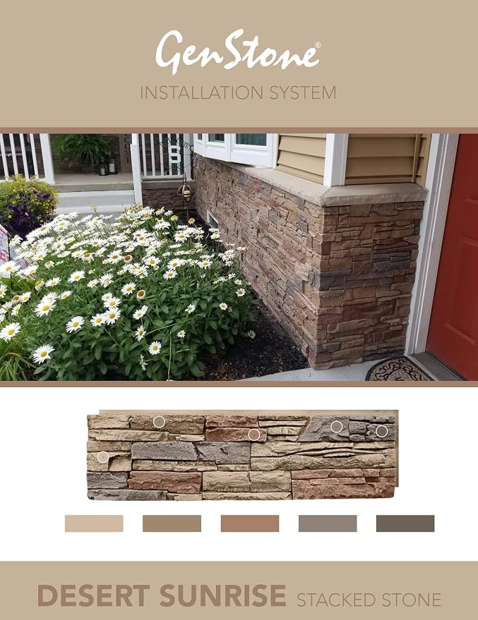 GenStone Faux Stacked Stone 90 Degree Inside Corner Panel 22.5" x 12" in Desert - Image 5