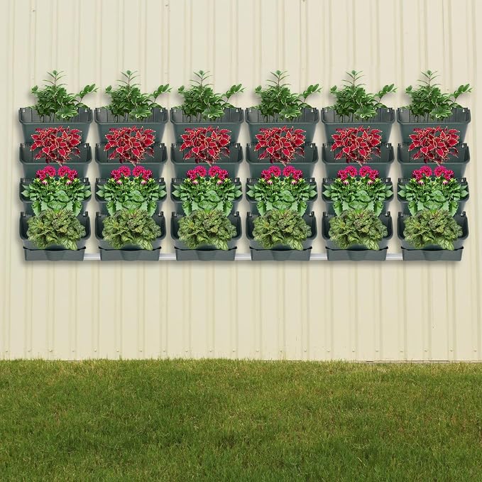 Vertical Wall Planter with 24 Pots, Hanging Garden Plant Flowerpot Holder - Image 9