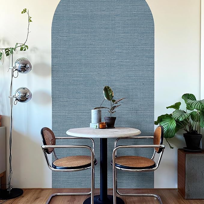 JiffDiff Grasscloth Wallpaper Peel and Stick Blue Grassweave Stick on Wallpaper - Image 8