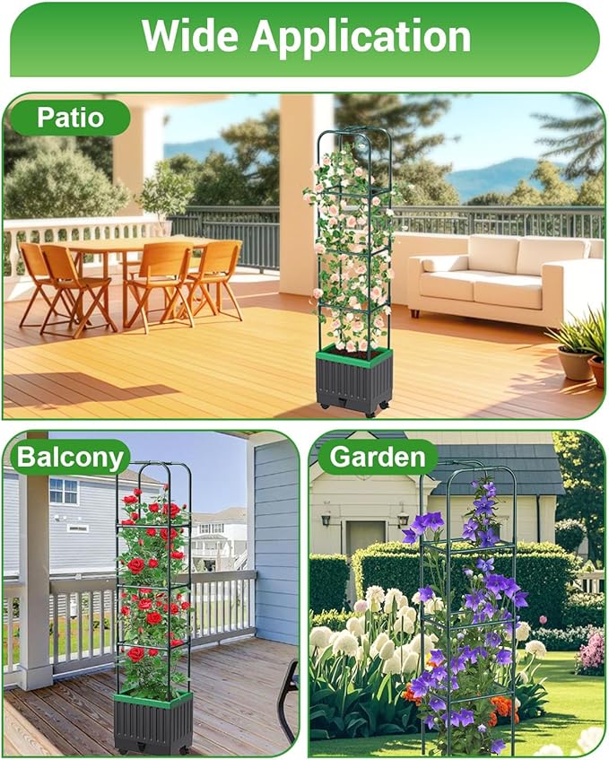 Tomato Planter Box with Trellis, 68.7" Tall Self Watering Tomato Cages for Climbing Vegetables Plant, Raised Garden Bed for Garden, Tomato Plant Support Pots for Patio Indoor Outdoor(68.7" )