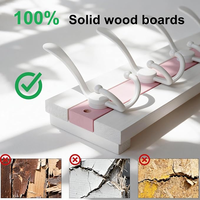 SKOLOO Coastal Coat Rack Wall Mount-38.12" Beach House Entryway Wooden Coat Hook - Image 6