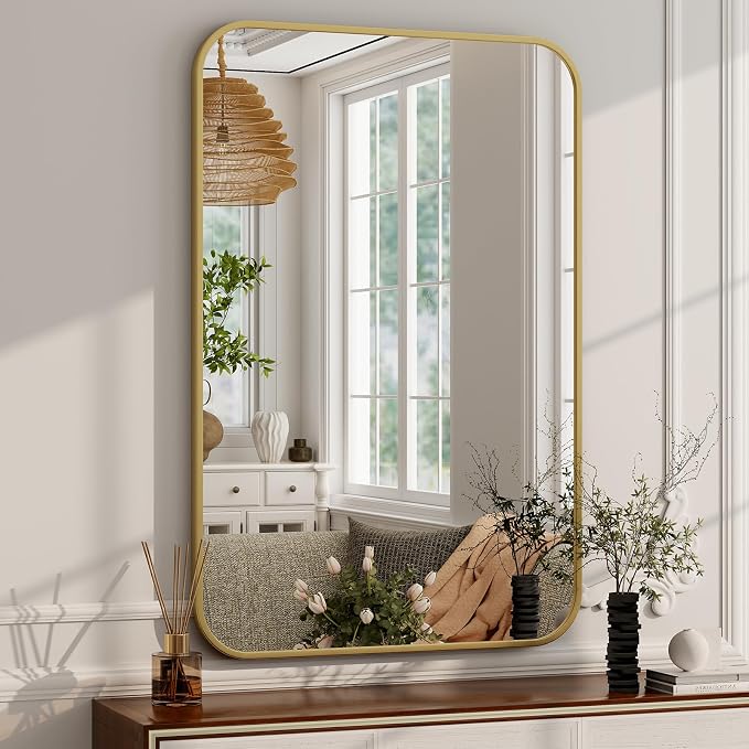 Easly 26 x 38 Inch Bathroom Mirror, Rounded Rectangular Vanity Mirror - Image 9