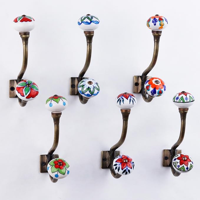 Indian Shelf Pack of 12 Heavy Duty Double Prong Multicolor Decorative Coat - Image 9