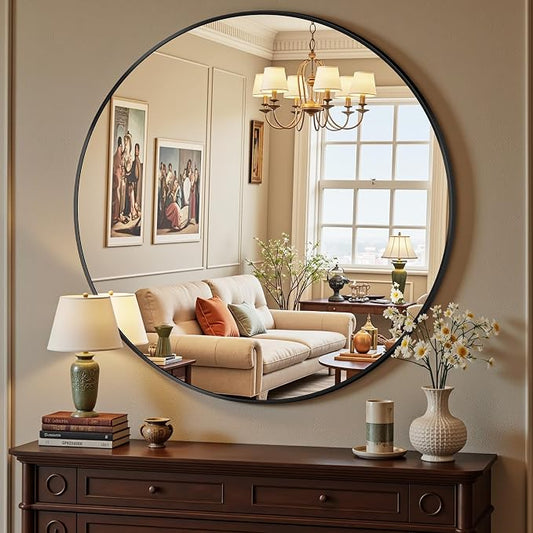 Antok 20 Inch Round Mirror for Wall, Round Bathroom Mirror, Circle Wall Mirrors - Image 2