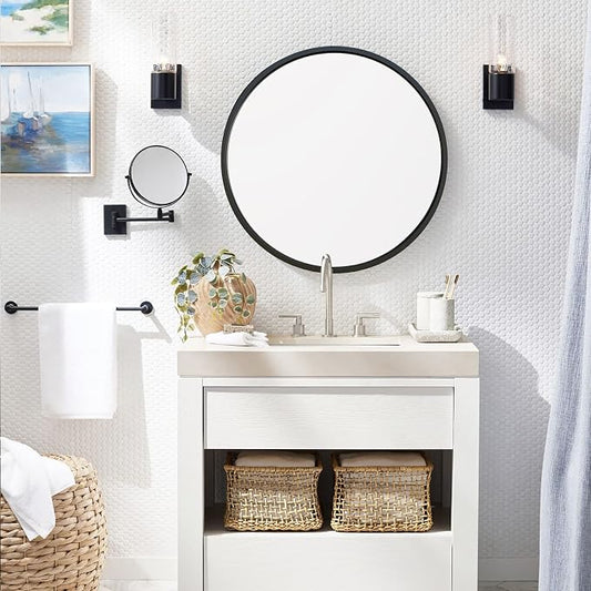 G-LEAF Black Round Mirror 24 inch, Circle Mirror - Image 2
