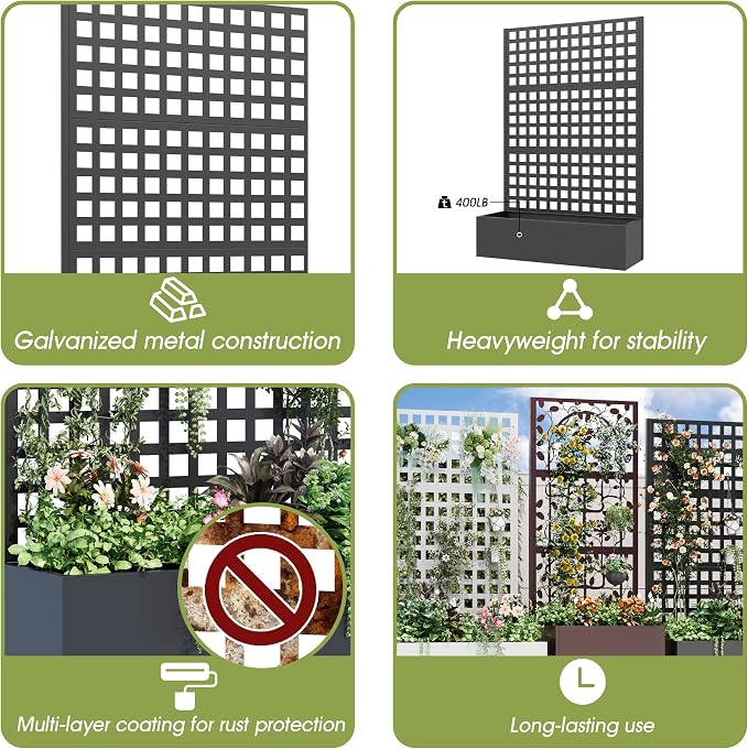 Metal Planter Box with Trellis, Planter Box Trellis with Privacy Screen and - Image 8