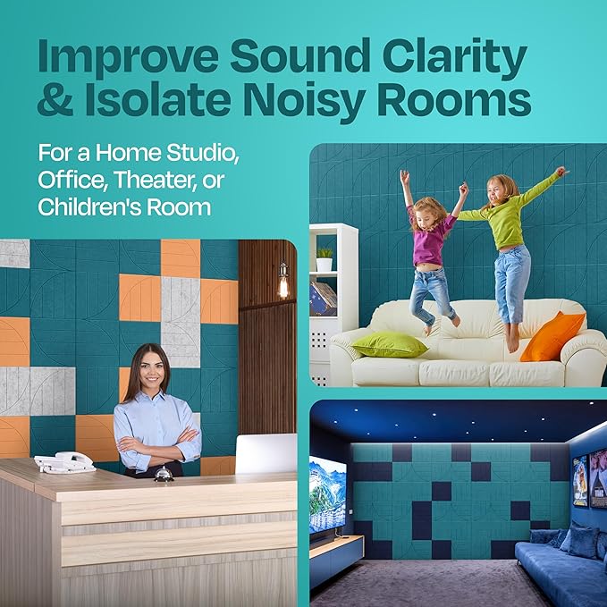 Acoustic Panels 12-Pack Soundproof Wall Panels 12"x12"x0.4" Decorative Sound - Image 7