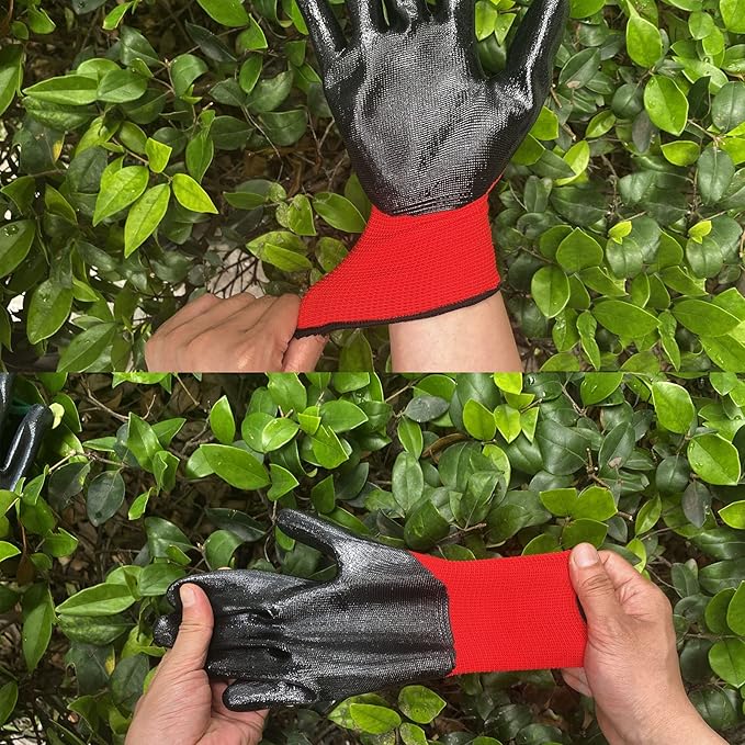 Evridwear Work Gloves with Grip Rubber Coated for Men Women Warehouse Mechanic,12 Pairs Bulk