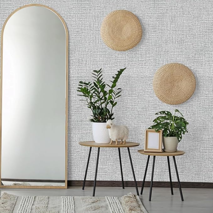 Grey Grasscloth Peel and Stick Wallpaper 17.7inchx118.1inch Textured Wallpaper - Image 8