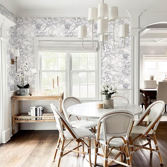 Ismoon Vintage Floral Wallpaper Peel and Stick Boho Beige and Gray Contact - Image 9