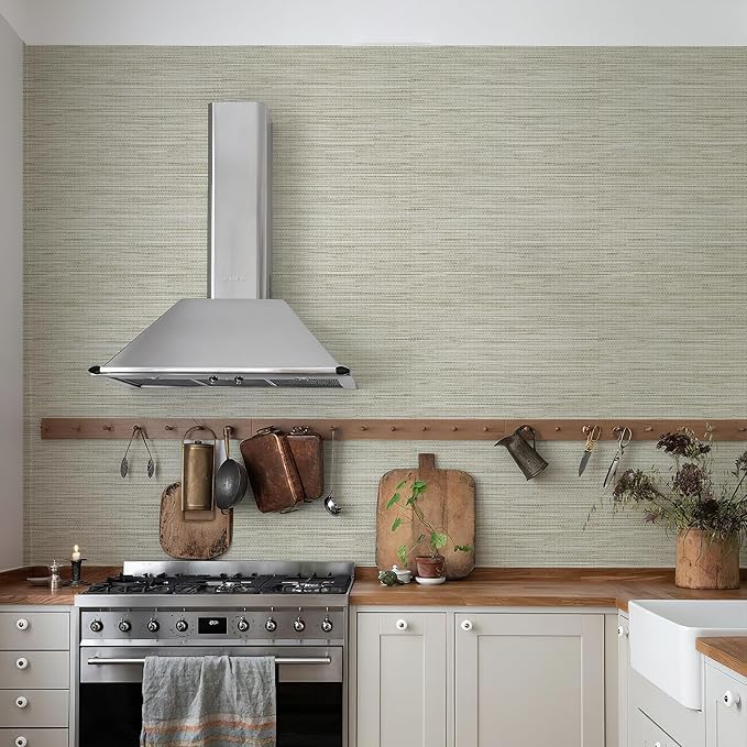 HueBurst Grasscloth Peel and Stick Wallpaper 17.3" x 197" Renter Friendly - Image 8