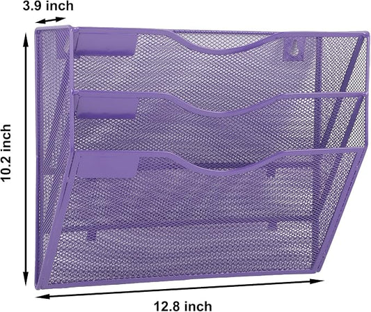 EASEPRES 3 Pocket Mesh Hanging Wall File Organizer, Wall Mounted Mail Paper - Image 2