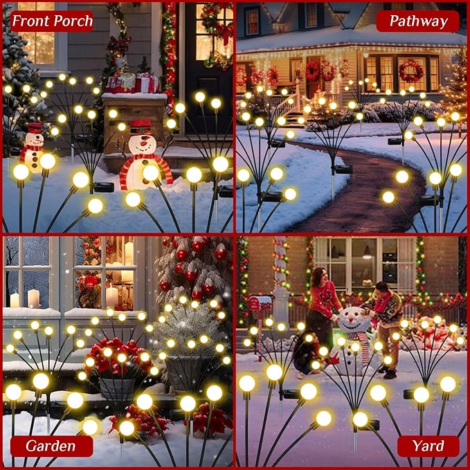 Solar Garden Lights Outdoor, 10 Pack 60 LED Solar Firefly Lights, Swaying Waterproof Garden Decor for Yard Patio Pathway Lawn Gardening Gifts