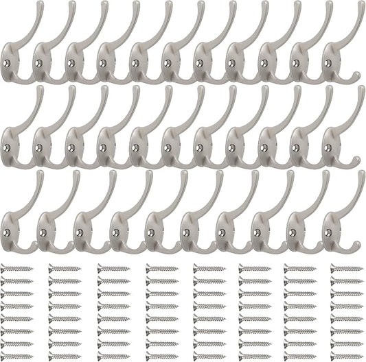 IBosins 32 Pack Silver Coat Hooks Wall Mounted - Image 2