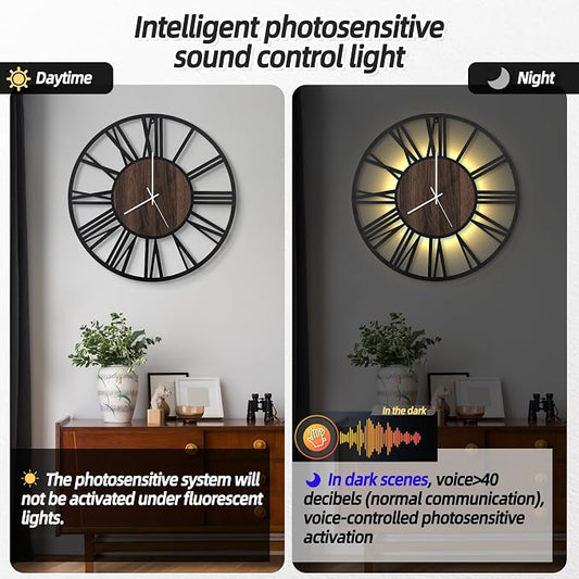 LEIKE Large Wall Clocks with Night Light Battery Operated, Silent Non Ticking - Image 2
