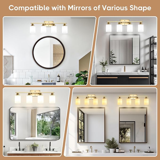 Ascher Bathroom Light Fixtures, 4-Light Vanity Light Over Mirror, Wall Lamp - Image 9